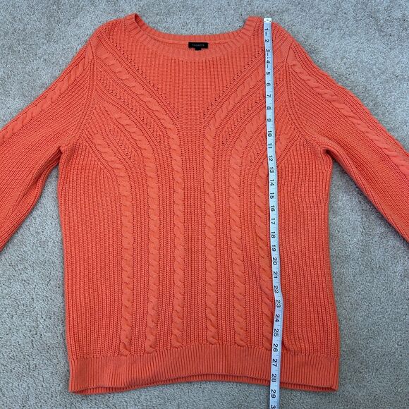 Talbots Sweater Womens Large Peach Orange Pullover Cable Knit Stretch Ladies - Picture 8 of 12